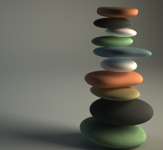 Stacked stones in many different colors