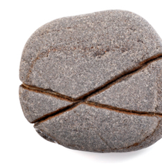 A single stone with a deep crack